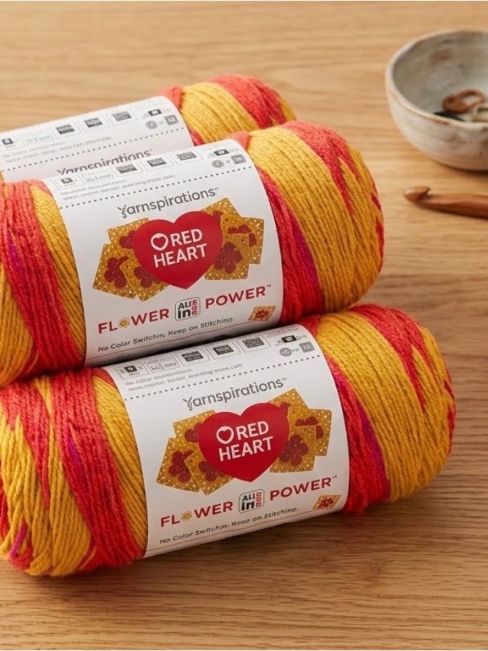 NWT 3 Pack Red Heart® All In One Flower Power™ Yarn Poppy Star